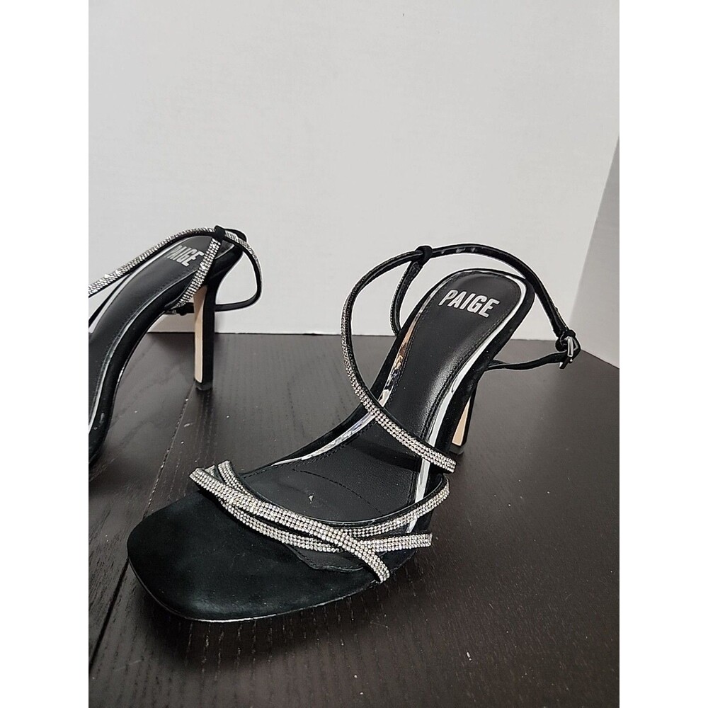 Sz7 Paige Savannah - Black/Rhinestones Ankle Strap Pumps